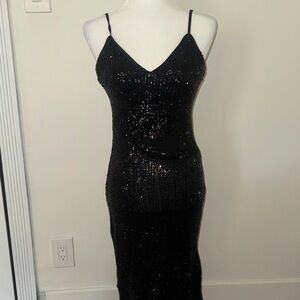 Express Black Sequin Midi Dress